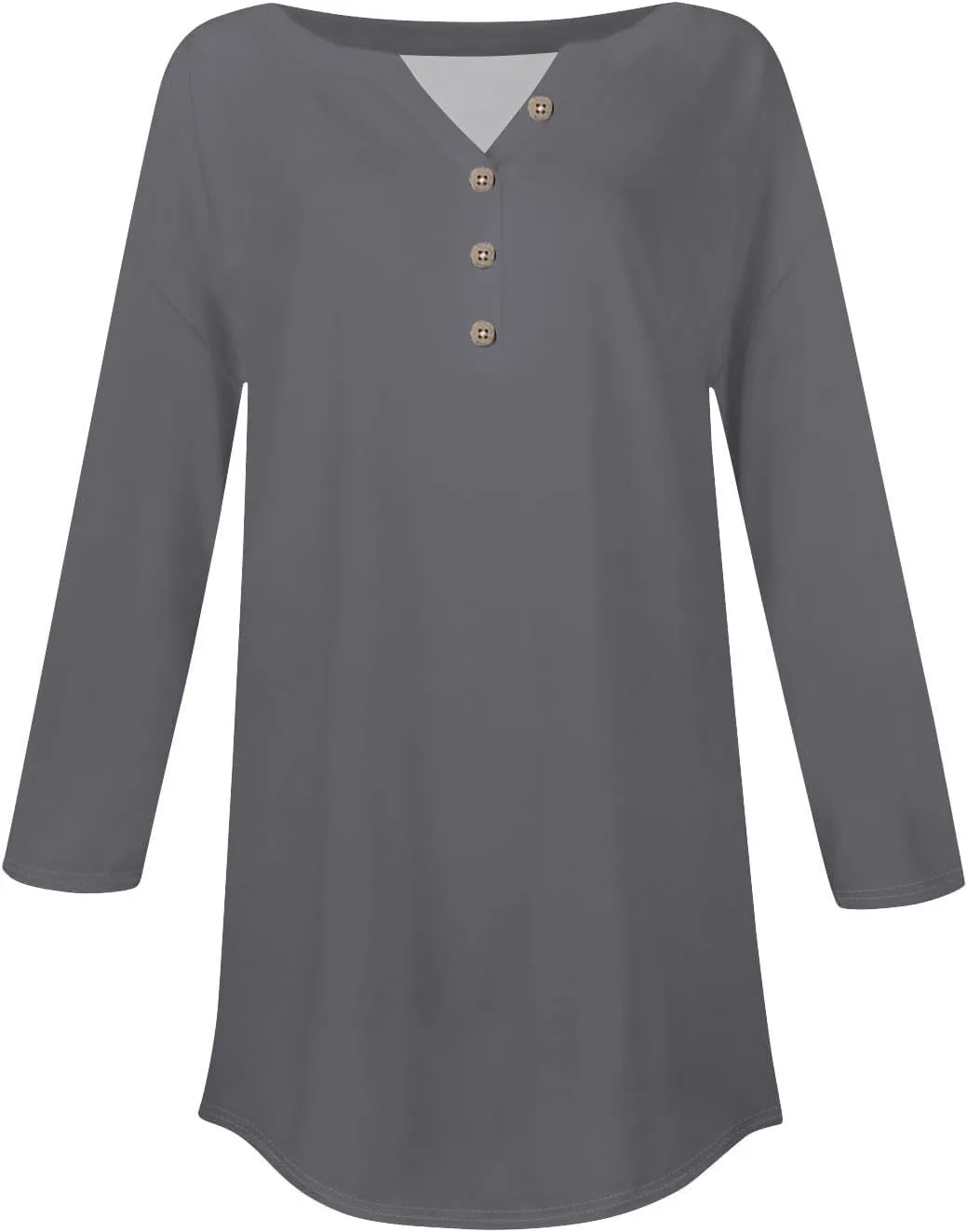 3/4 Length Sleeve Womens Tops 2025 Casual Loose Fit Long Tunic Tops Henley Neck Three Quarter Sleeve Button Up Shirts