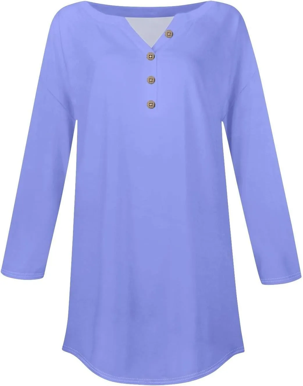 3/4 Length Sleeve Womens Tops 2025 Casual Loose Fit Long Tunic Tops Henley Neck Three Quarter Sleeve Button Up Shirts
