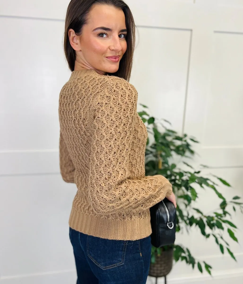 Caramel Textured Basket Weave Jumper