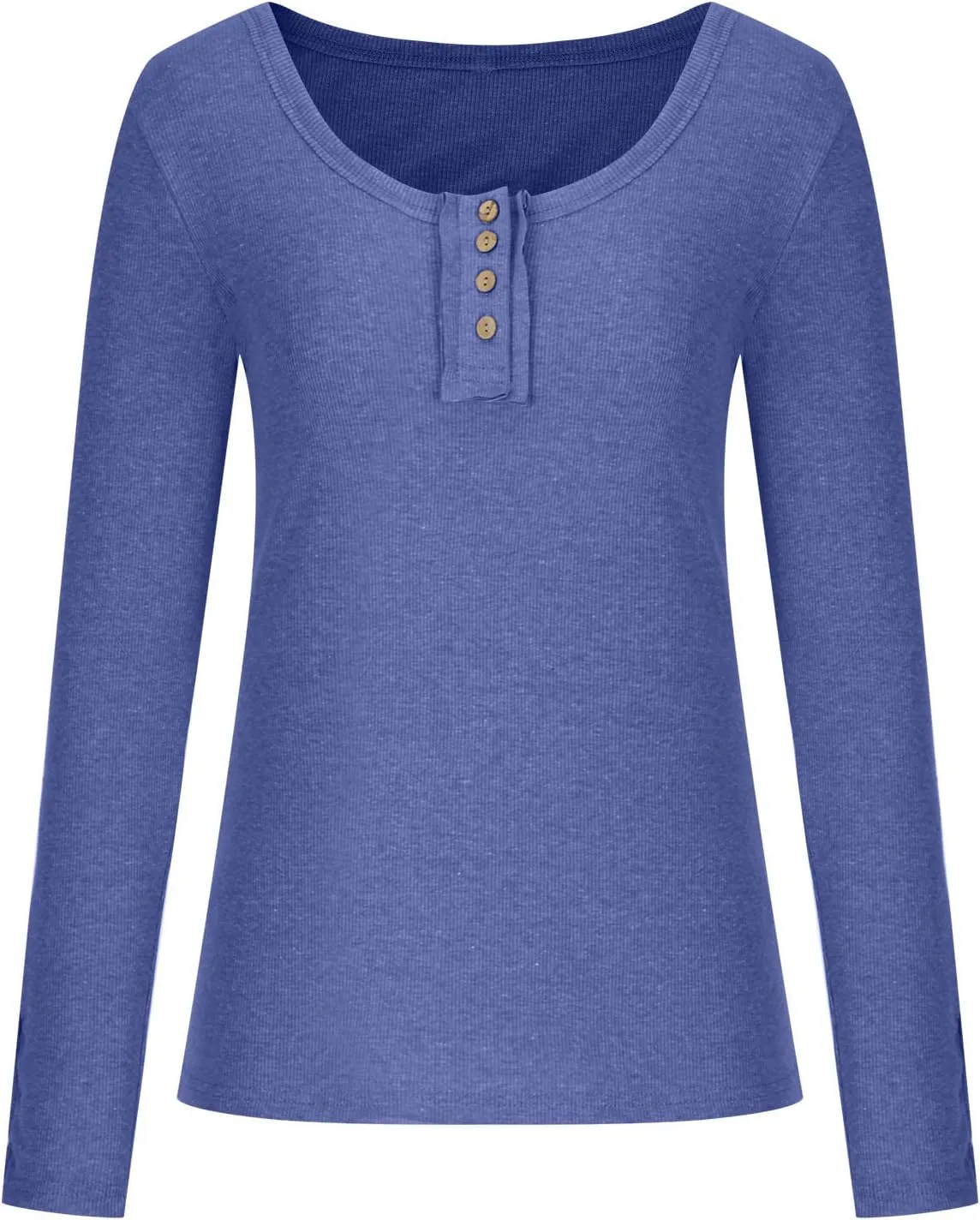 Ceboyel Long Sleeve Shirts for Women Trendy Ribbed Knit Blouses Button Down Henley Tops Fitted Cute Laides Fall Outfits 2023