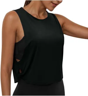 Cropped Workout Tank Tops for Women Lightweight Sleeveless Sports Athletic Yoga Running Gym Cotton Crop Shirts