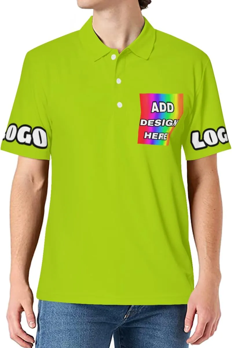 Custom Polo Shirts for Men Women Design Your Own Printed Front Back and Sleeve Personalized with Logo & Text