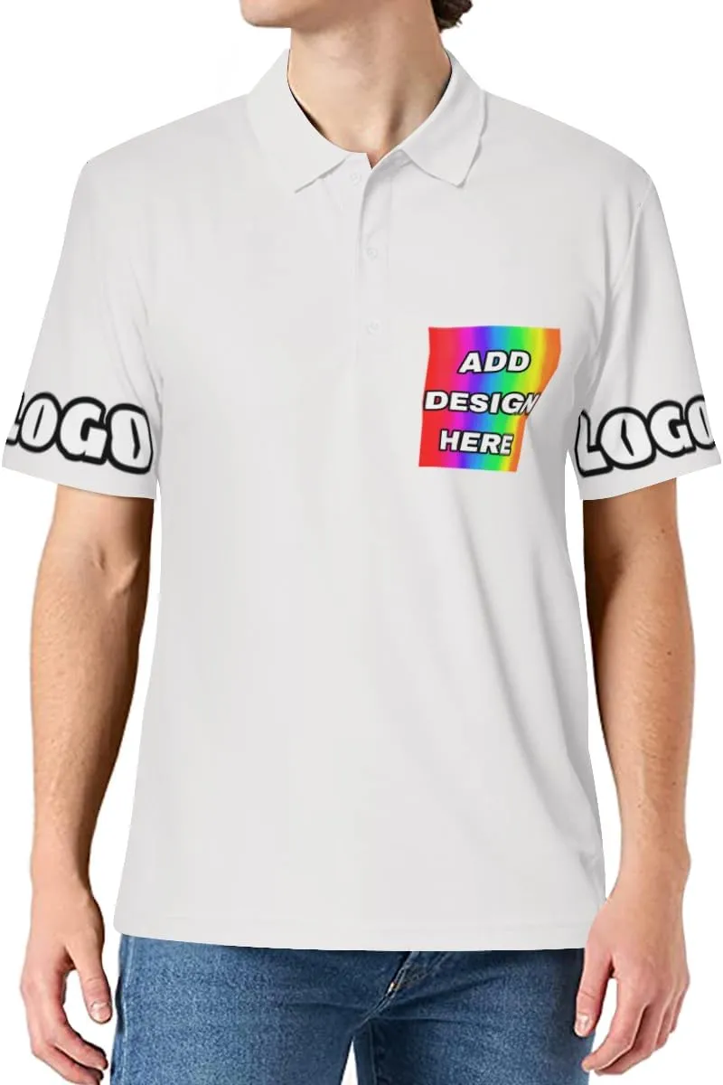 Custom Polo Shirts for Men Women Design Your Own Printed Front Back and Sleeve Personalized with Logo & Text