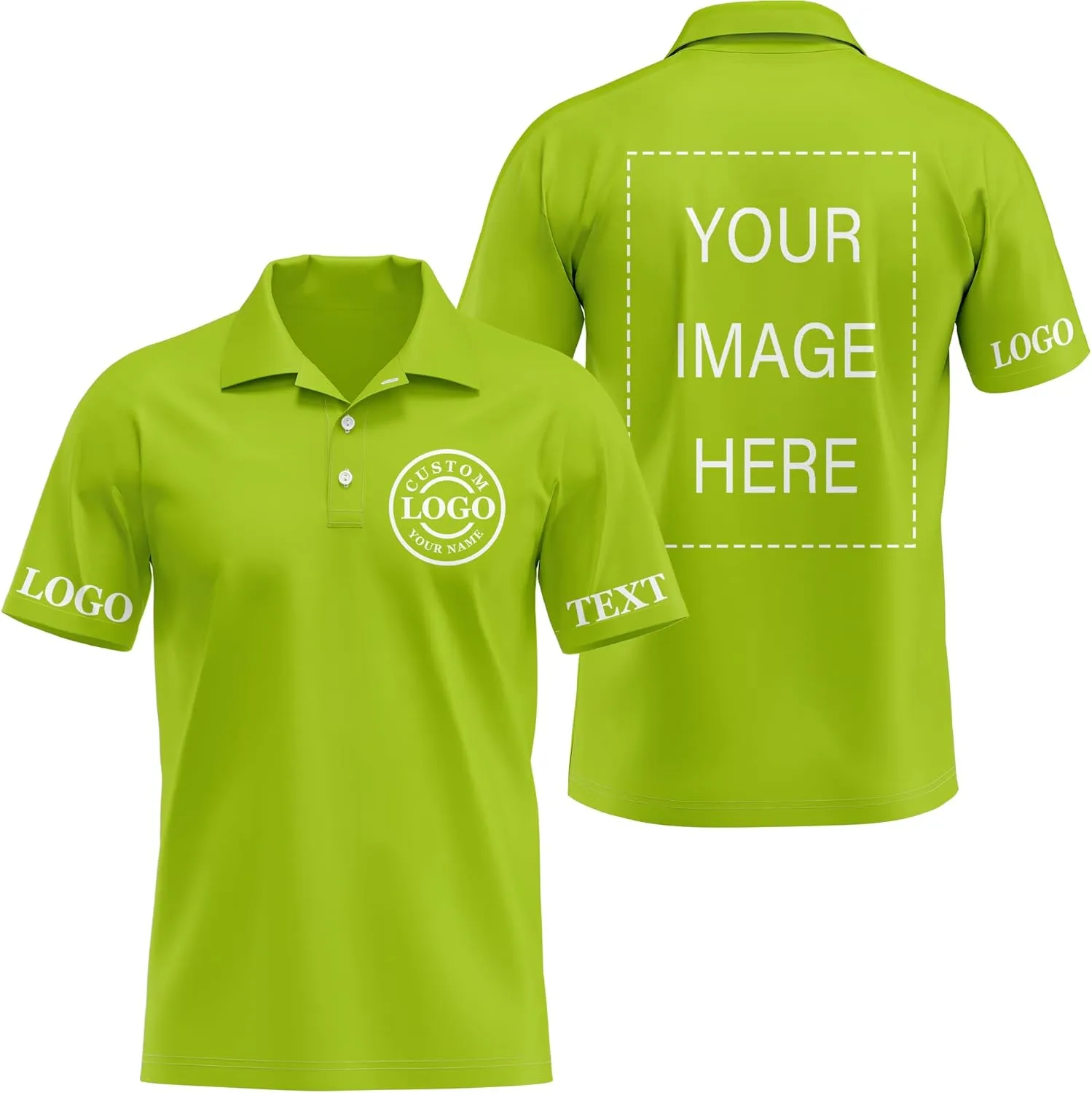 Custom Polo Shirts for Men Women Design Your Own Printed Front Back and Sleeve Personalized with Logo & Text