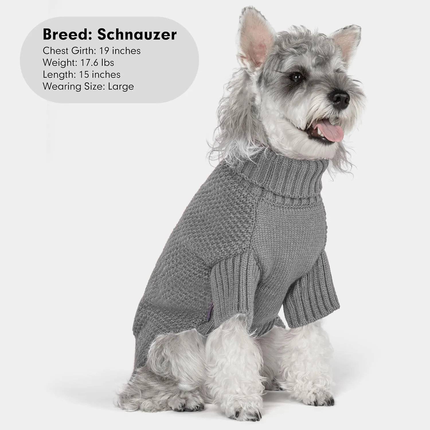 cyeollo Dog Sweater Turtleneck Knitted Sweaters with Leash Hole Soft Knitwear Warm Dog Clothes for Medium Dogs, Grey XXL