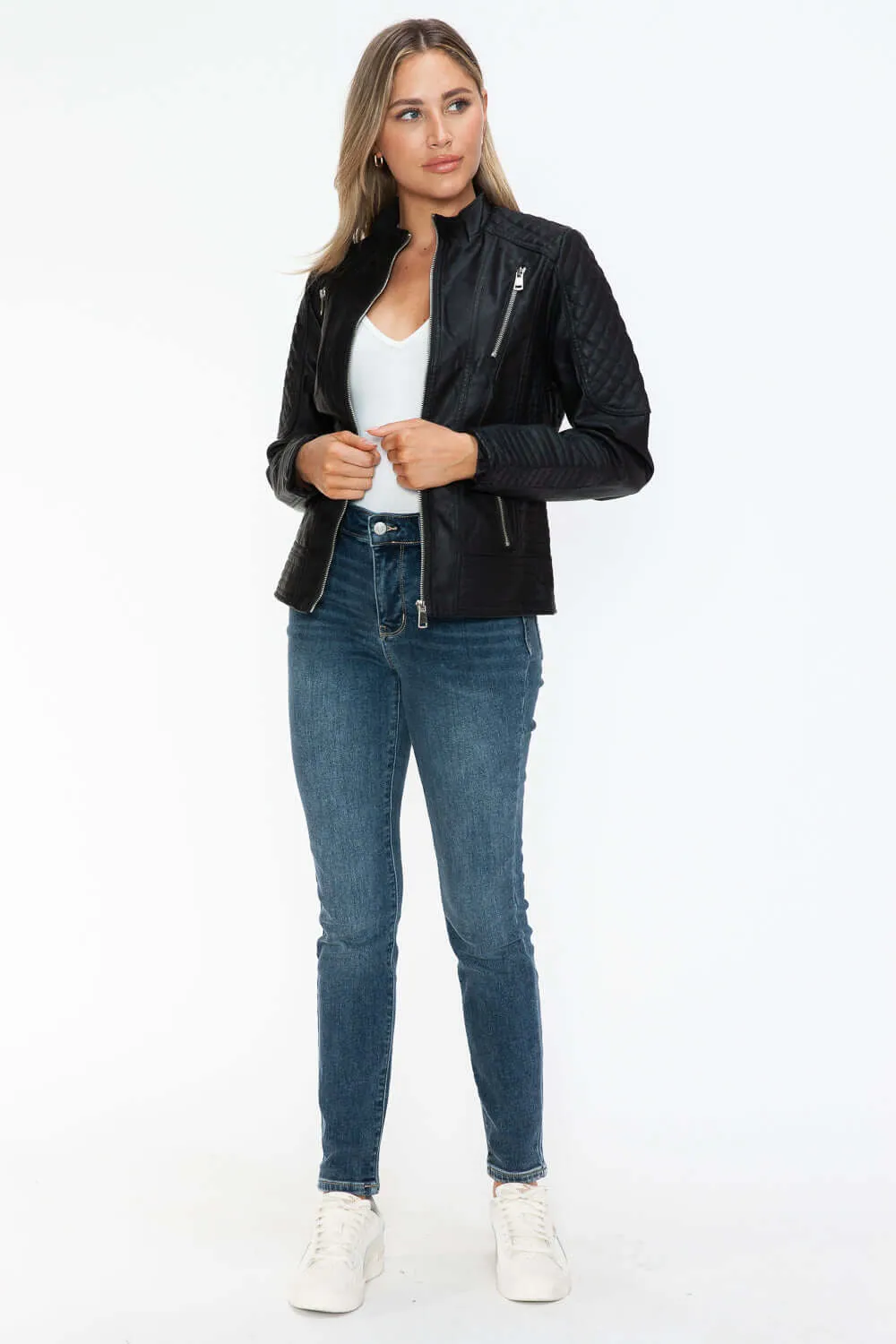 Faux Leather Zip Up Jacket