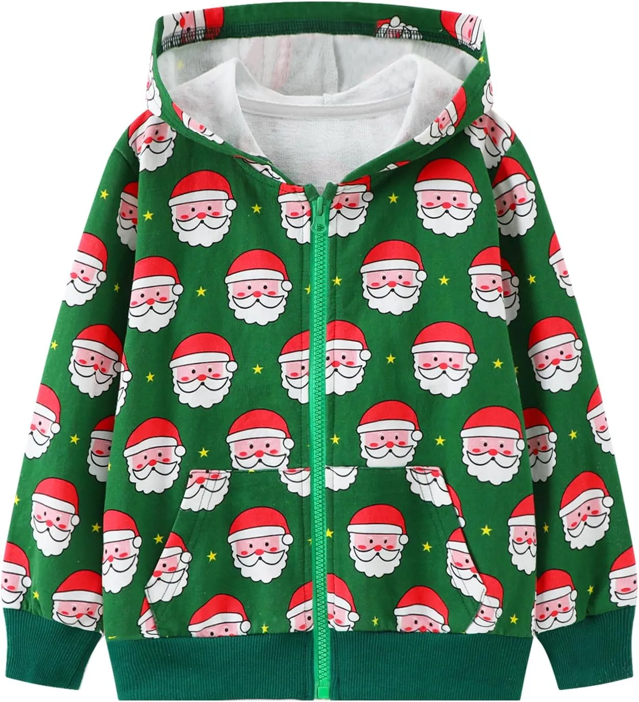 HILEELANG Girl Zip-Up Hoodie Sweatshirt Christmas Cotton Fall Spring Lightweight Jacket Outerwear