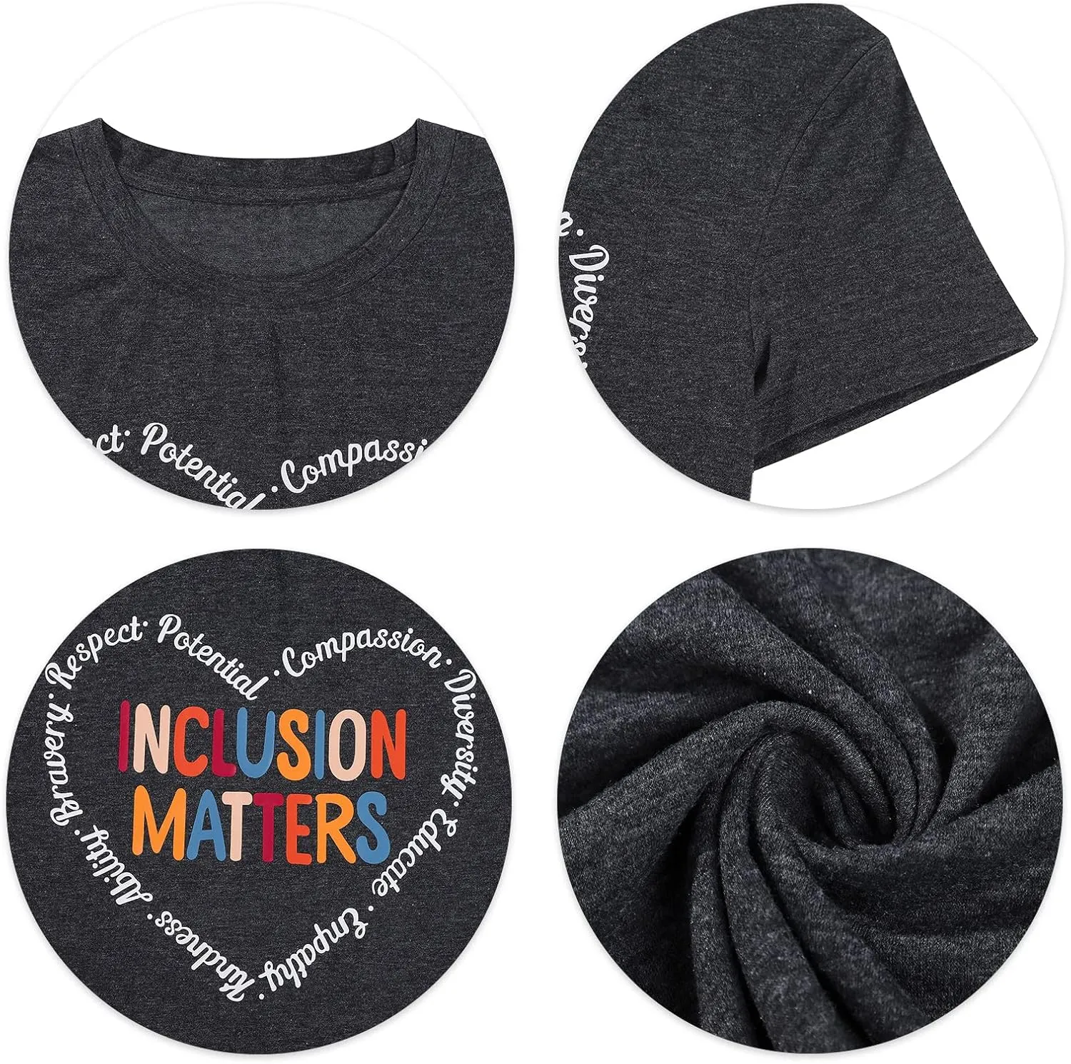 Inclusion Matters Shirt Women Mental Health T-Shirt Special Education Teacher Tee Tops Cute Neurodiversity Shirts