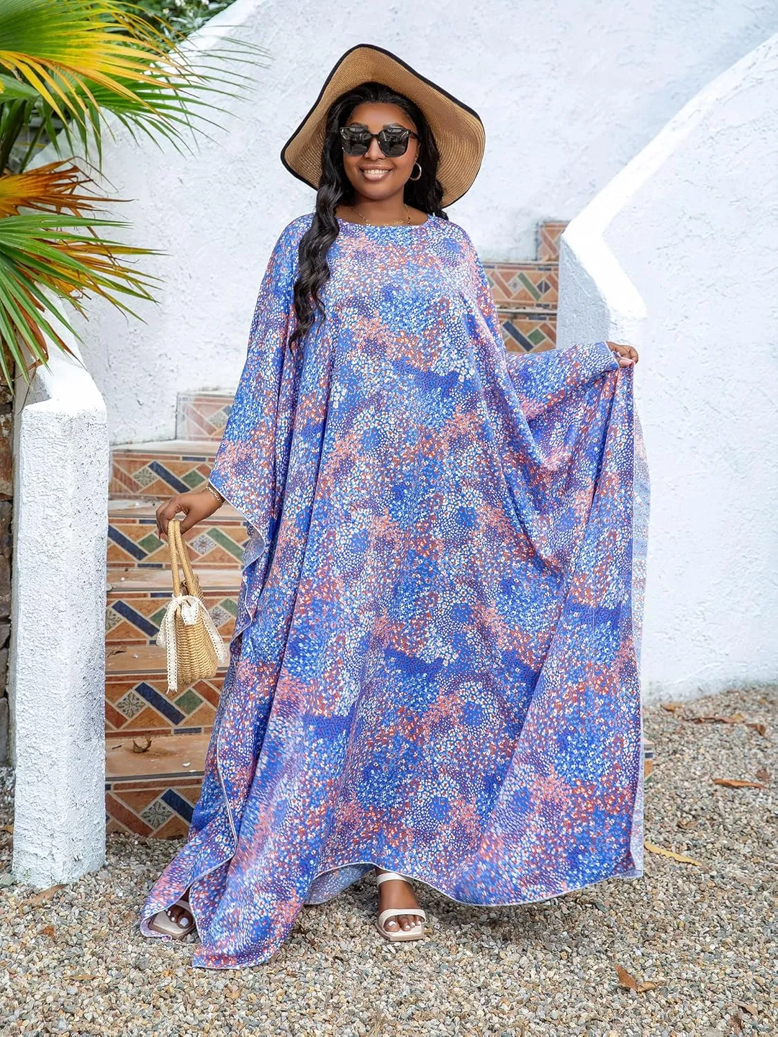 KINIKO Plus Size Kaftan Dresses for Women Caftan Bathing Suit Cover Up Casual Maxi Beach Loungewear Kimono