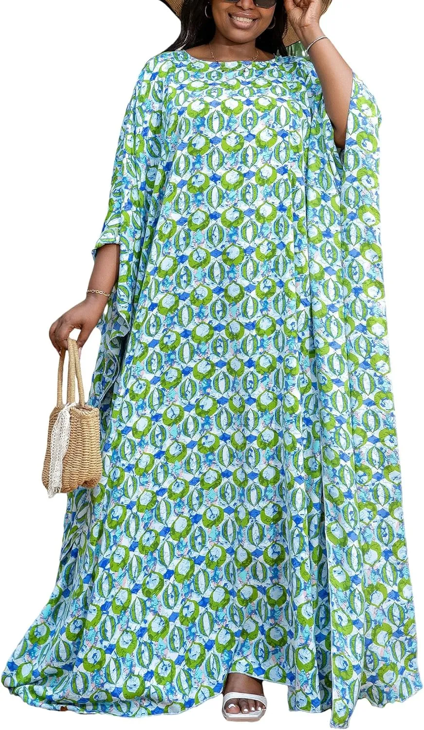 KINIKO Plus Size Kaftan Dresses for Women Caftan Bathing Suit Cover Up Casual Maxi Beach Loungewear Kimono