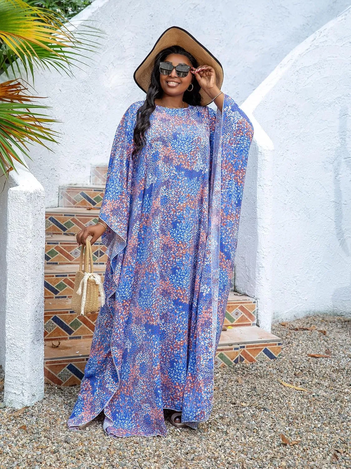 KINIKO Plus Size Kaftan Dresses for Women Caftan Bathing Suit Cover Up Casual Maxi Beach Loungewear Kimono