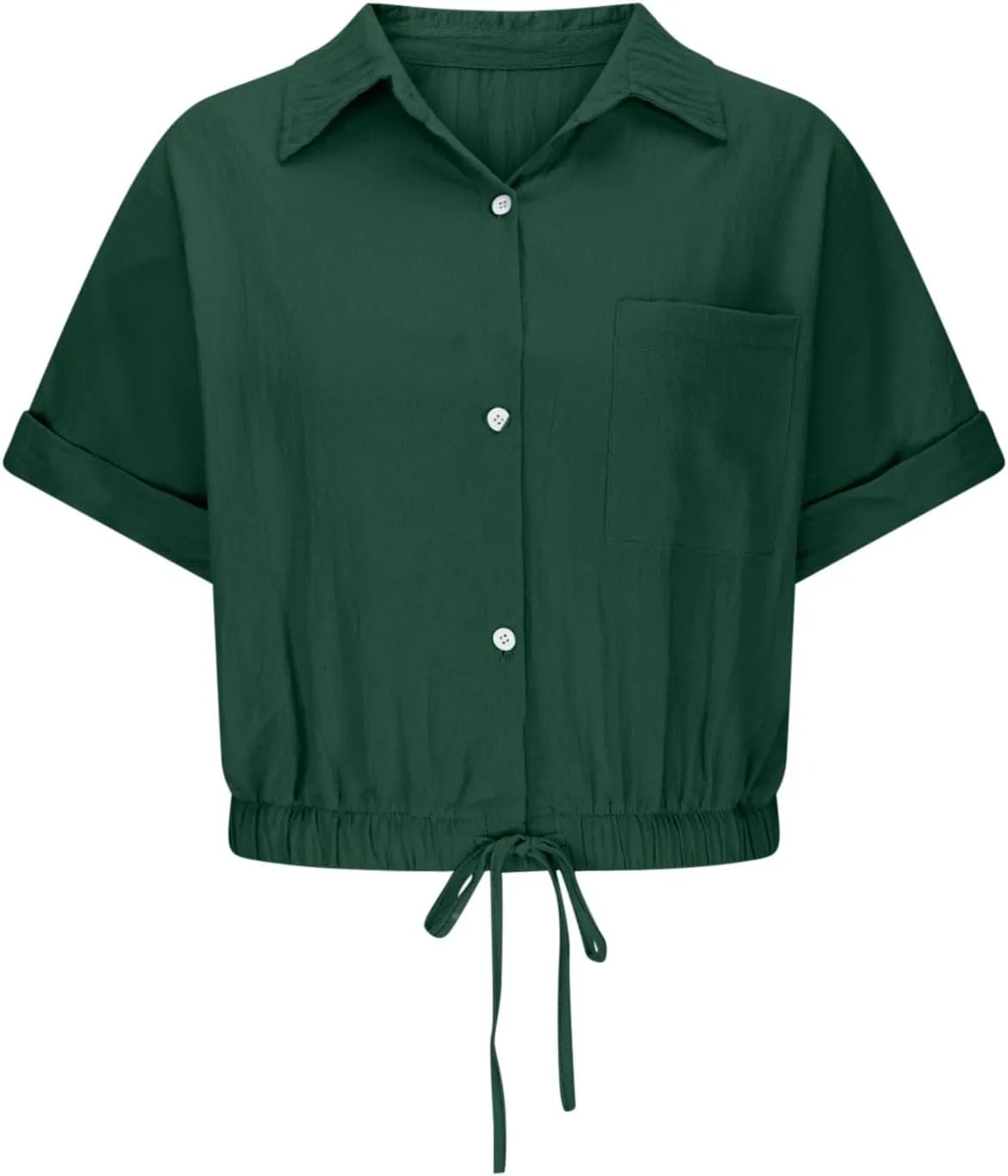Linen Shirts for Women Casual Sexy Crop Tops Short Sleeve Button Down Blouses V Neck Loose Fit Trendy Tees Shirt