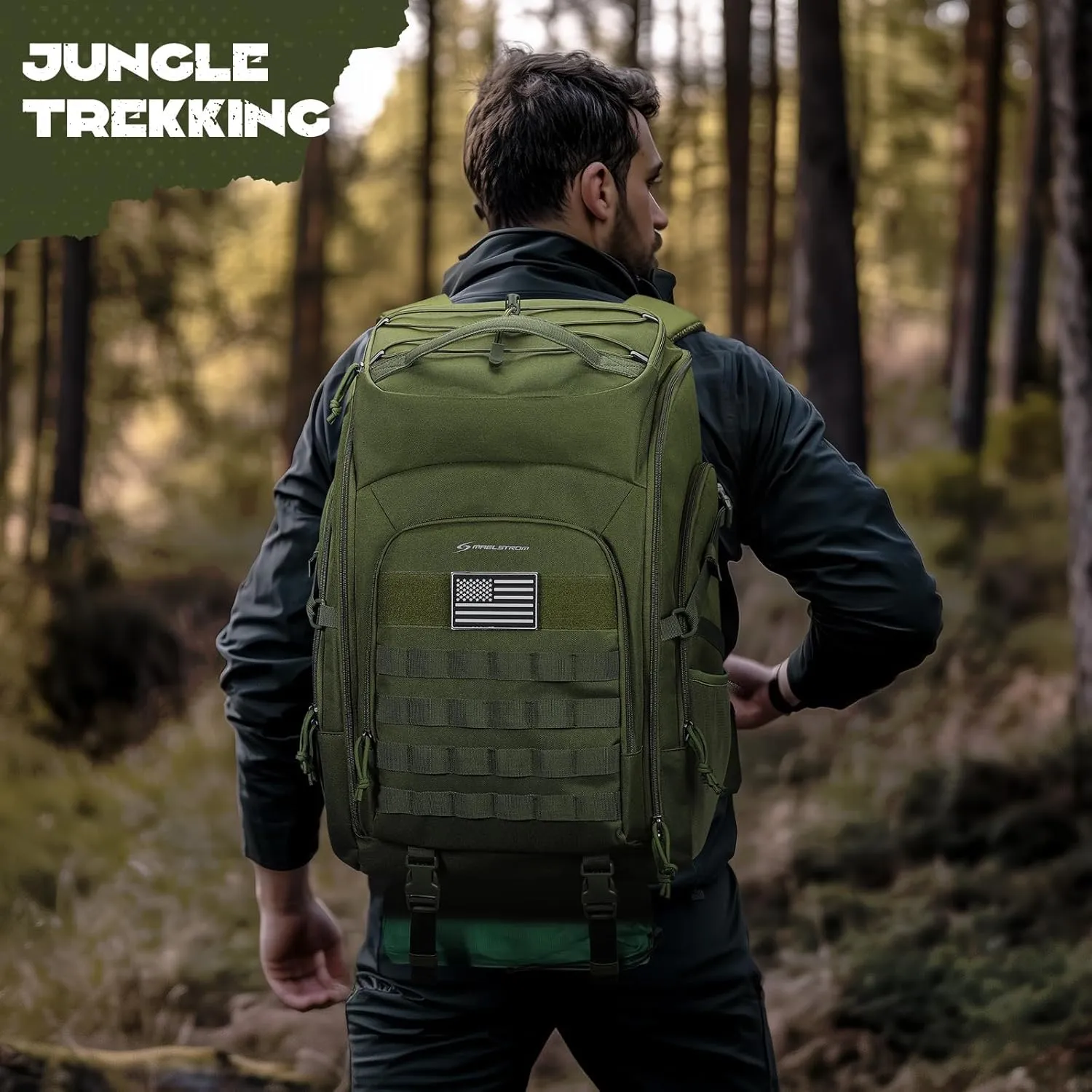 Maelstrom Tactical Backpack for Men, 40L Military Backpack,Water Resistant Assault Pack for Women, 3-Day Bug Out Bag for Hiking, Camping, Gym with Molle System-Army Green