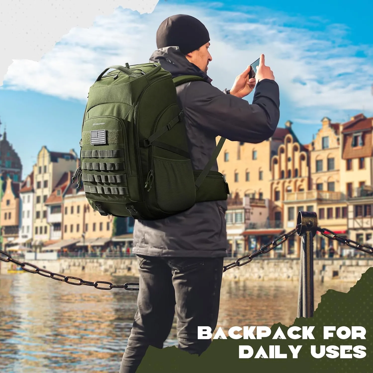 Maelstrom Tactical Backpack for Men, 40L Military Backpack,Water Resistant Assault Pack for Women, 3-Day Bug Out Bag for Hiking, Camping, Gym with Molle System-Army Green