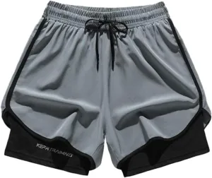 Men??s 2 in 1 Running Shorts 5" Quick Dry Gym Athletic Workout Shorts for Men Lightweight Training Yoga Shorts Pants