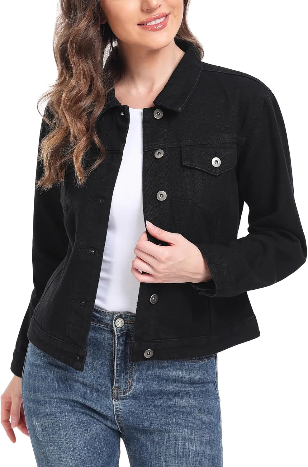 MISS MOLY Women's Denim Jackets Button Up Long Sleeve Basic Trendy Trucker Jackets