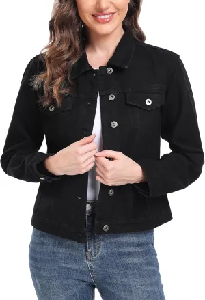 MISS MOLY Women's Denim Jackets Button Up Long Sleeve Basic Trendy Trucker Jackets