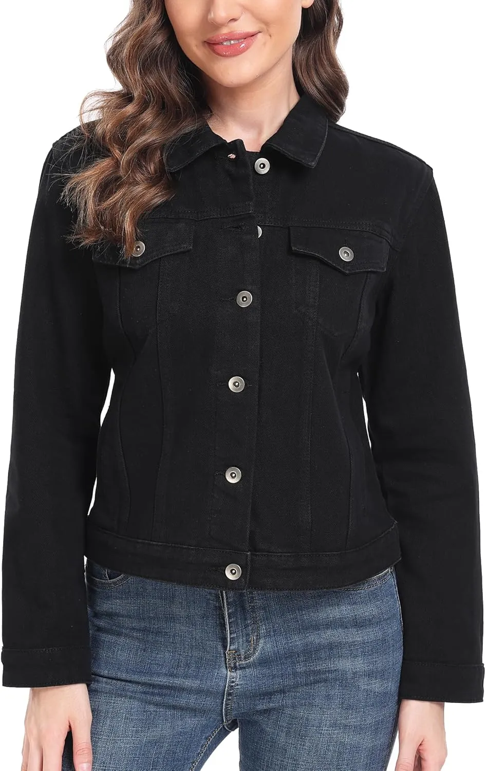 MISS MOLY Women's Denim Jackets Button Up Long Sleeve Basic Trendy Trucker Jackets
