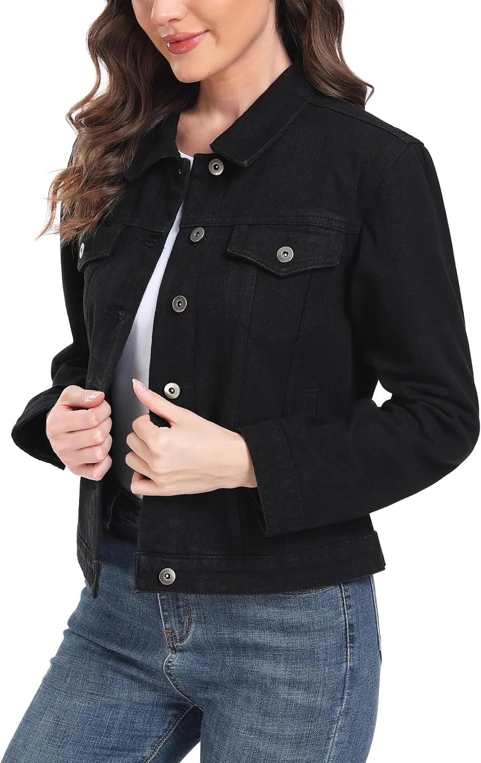 MISS MOLY Women's Denim Jackets Button Up Long Sleeve Basic Trendy Trucker Jackets