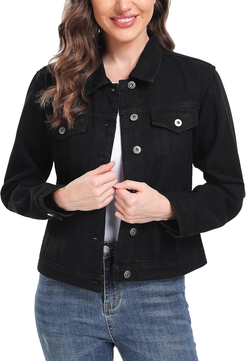 MISS MOLY Women's Denim Jackets Button Up Long Sleeve Basic Trendy Trucker Jackets