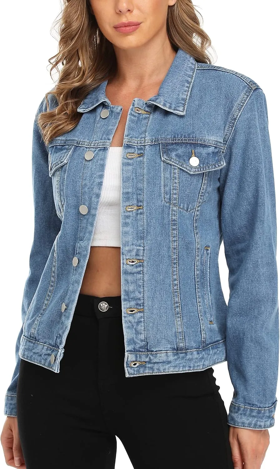 MISS MOLY Women's Denim Jackets Button Up Long Sleeve Basic Trendy Trucker Jackets