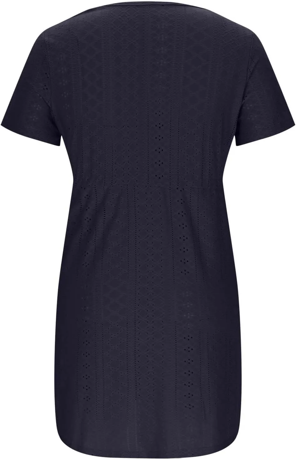 Oplxuo Women Short Sleeve Eyelet Embroidery Mini Dress V-Neck Drawstring Waist Summer Casual Sundress Vacation Beach Dresses