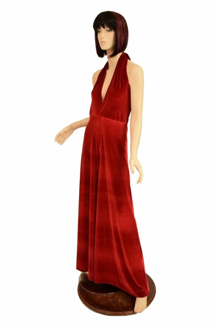 Red Velvet Wide Leg Jumpsuit