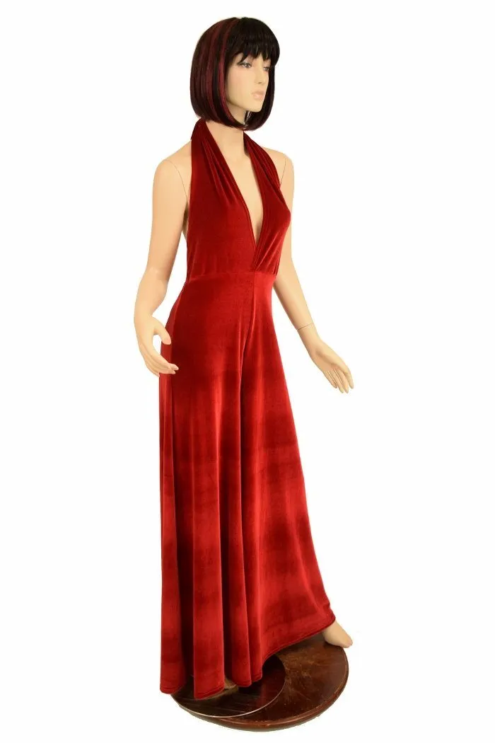 Red Velvet Wide Leg Jumpsuit