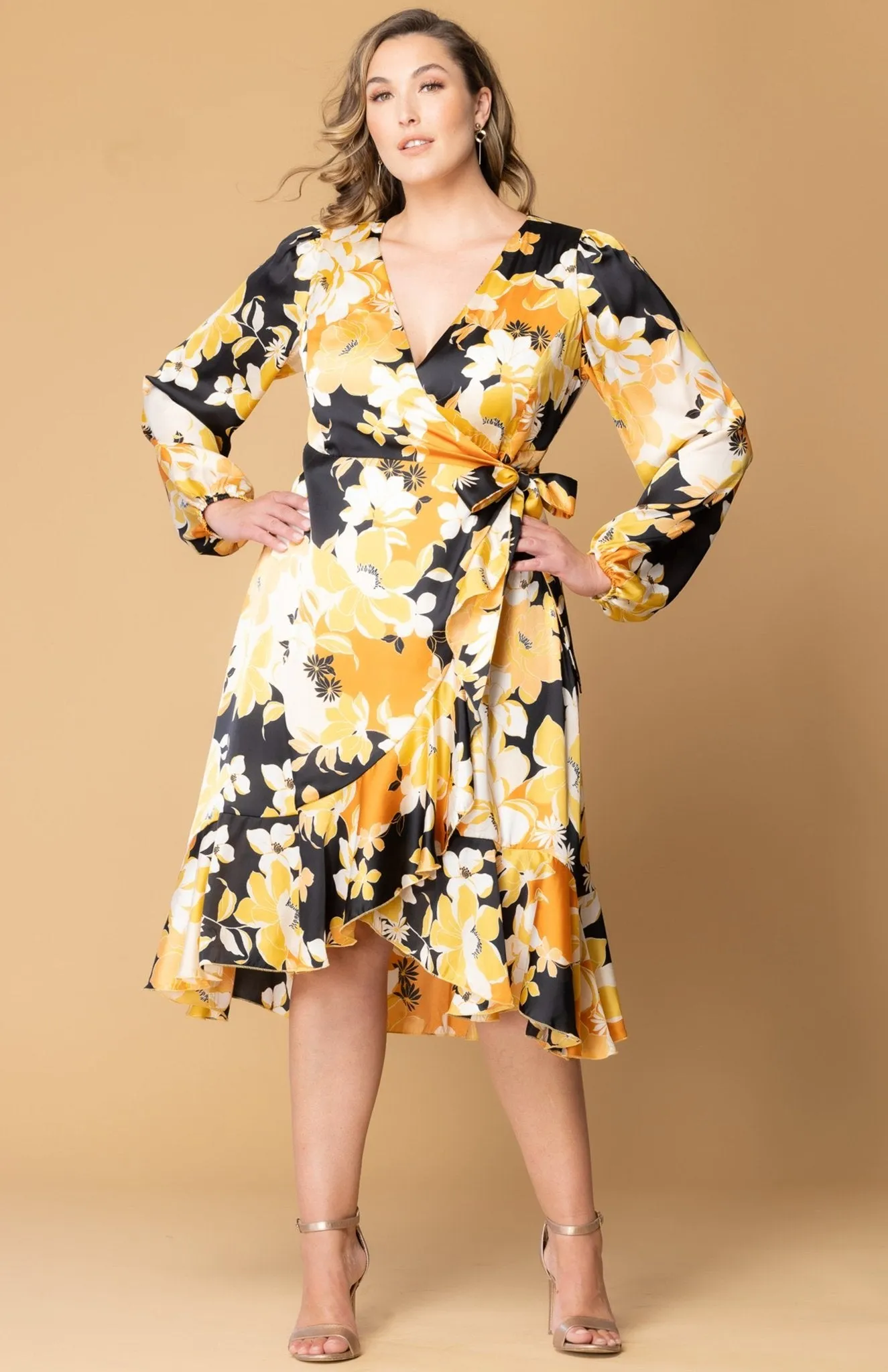 Serena Satin Wrap Dress - Plus