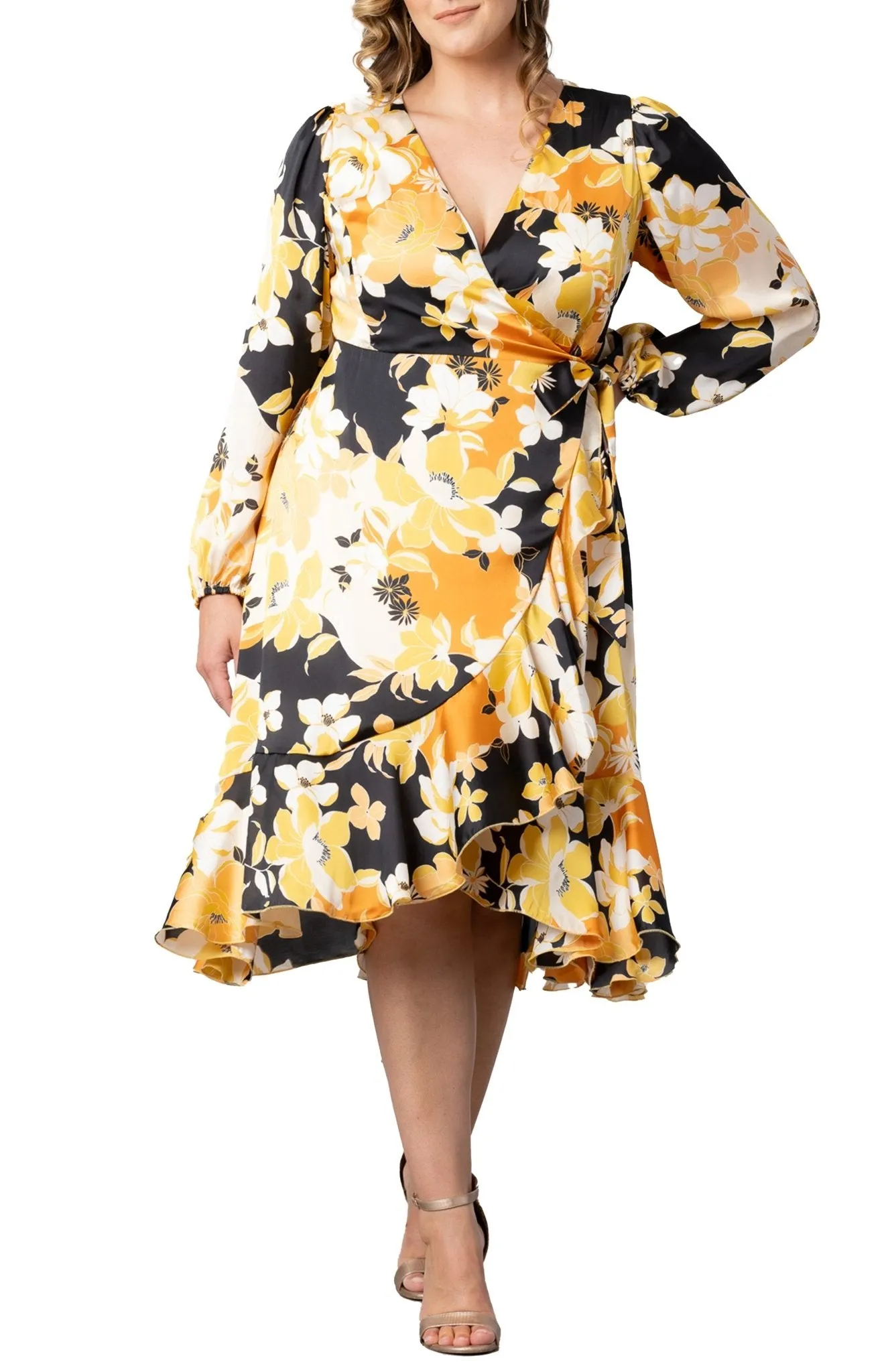 Serena Satin Wrap Dress - Plus