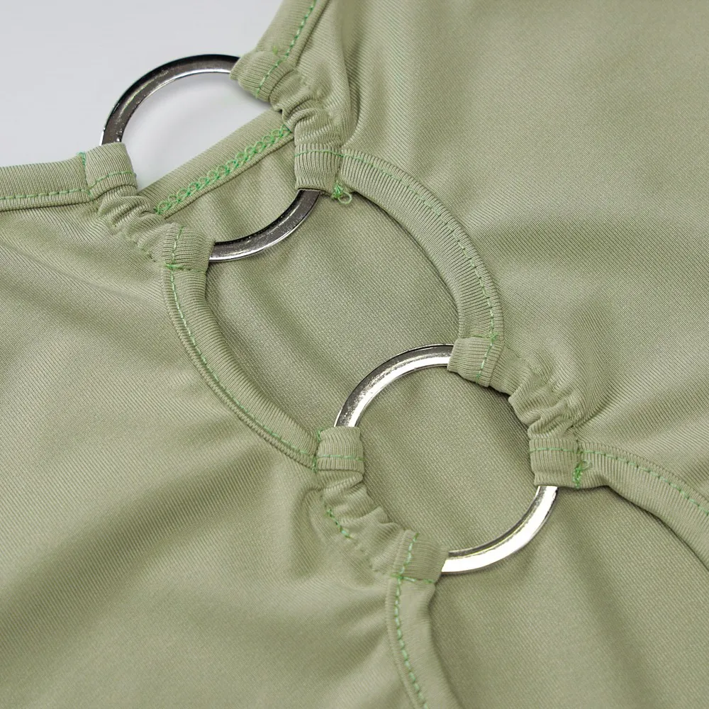 Sexy Double Ring Straps Top / Hollow Out Solid Camis for Women / Alternative Fashion