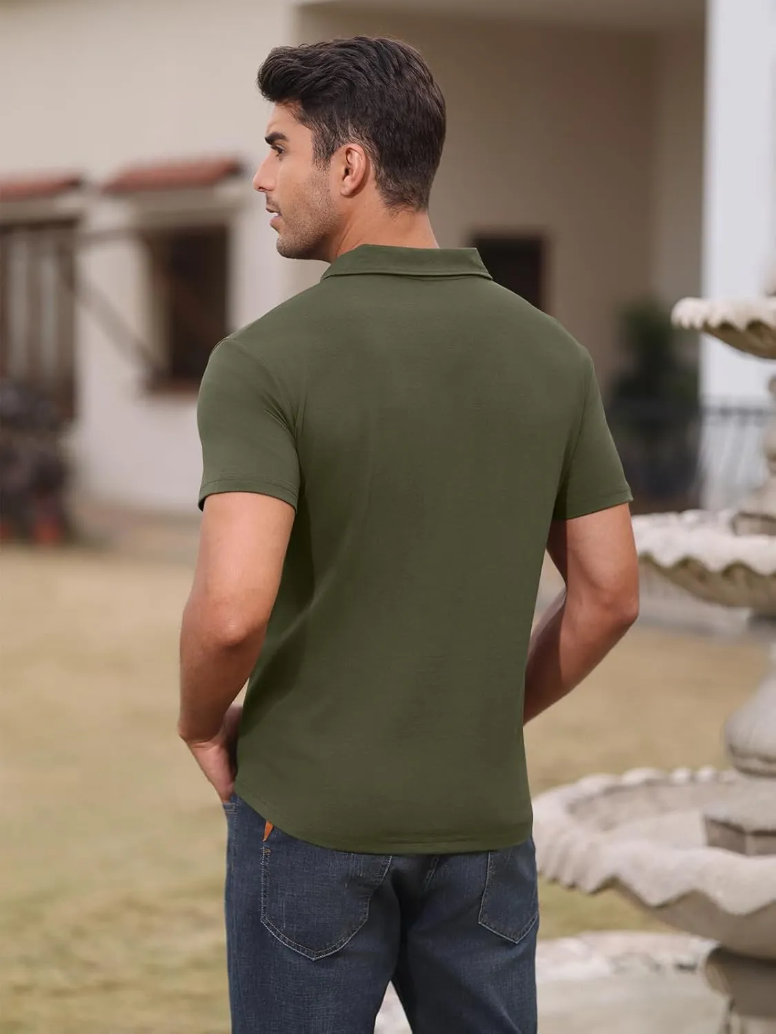 Short Sleeve Polo Shirts for Men Casual Moisture Wicking Golf T Shirt Slim Fit Basic Tee Tops with Pocket