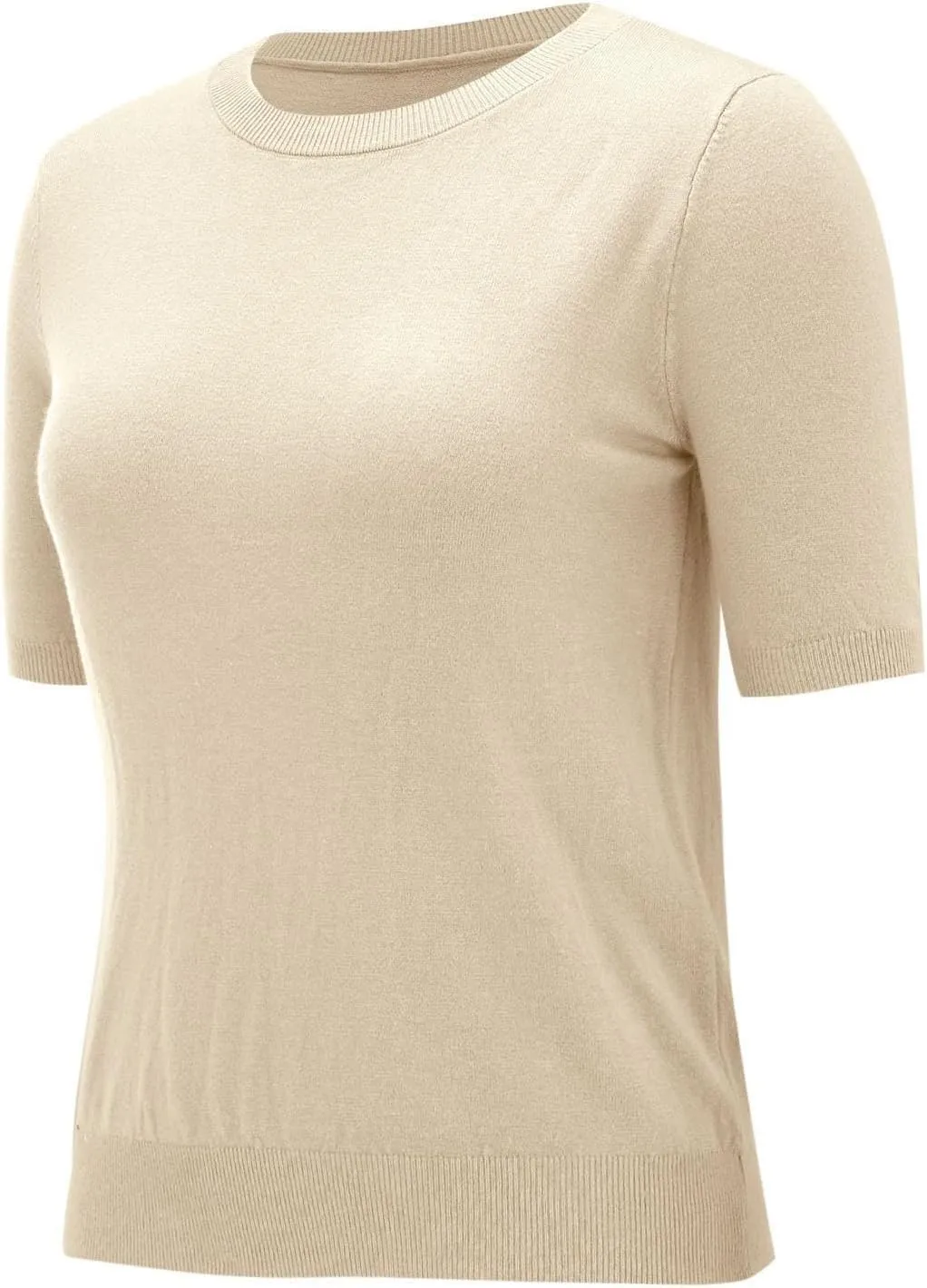 Short Sleeve Sweater Tops for Women Cute Lightweight Crew Neck T Shirts Plain Relaxed Fit Business Casual Tops