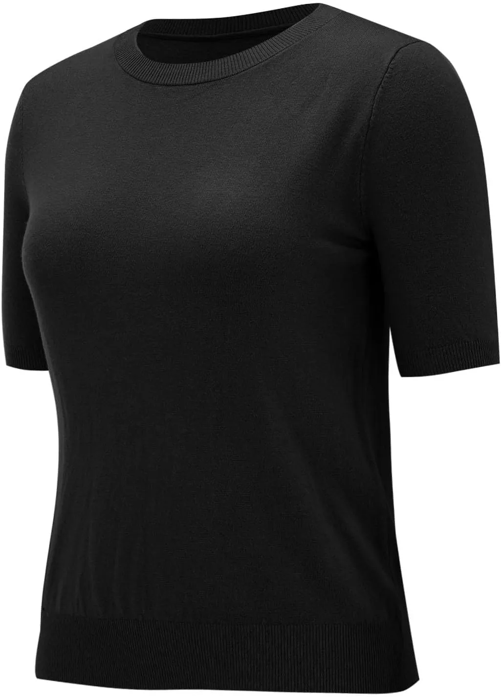 Short Sleeve Sweater Tops for Women Cute Lightweight Crew Neck T Shirts Plain Relaxed Fit Business Casual Tops