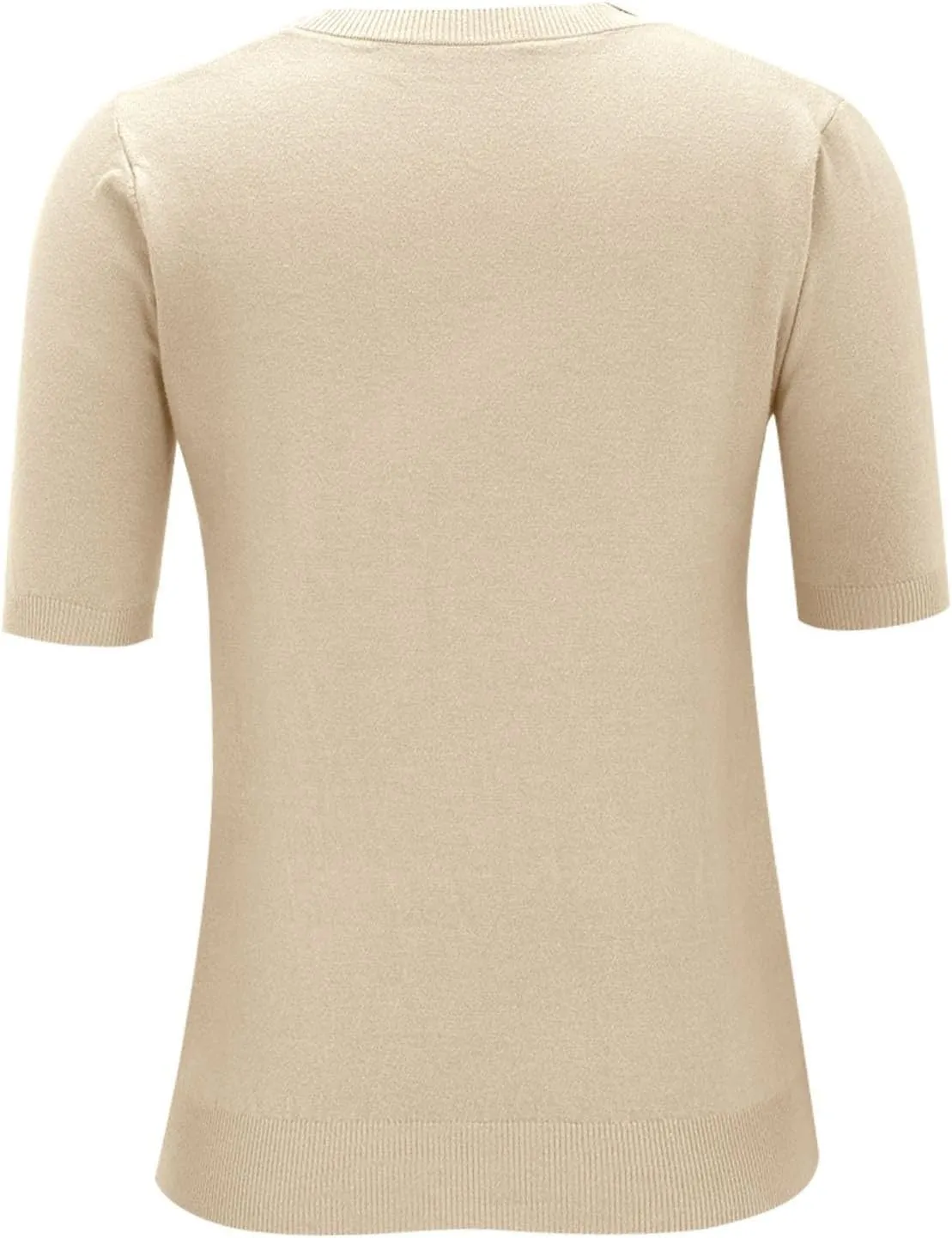Short Sleeve Sweater Tops for Women Cute Lightweight Crew Neck T Shirts Plain Relaxed Fit Business Casual Tops