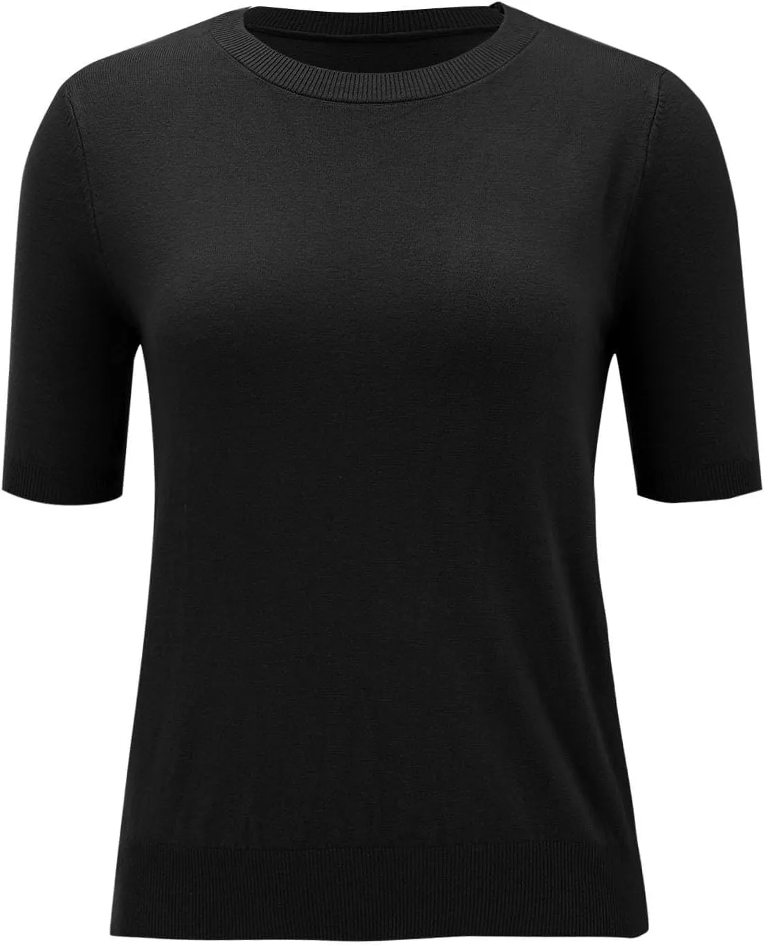 Short Sleeve Sweater Tops for Women Cute Lightweight Crew Neck T Shirts Plain Relaxed Fit Business Casual Tops
