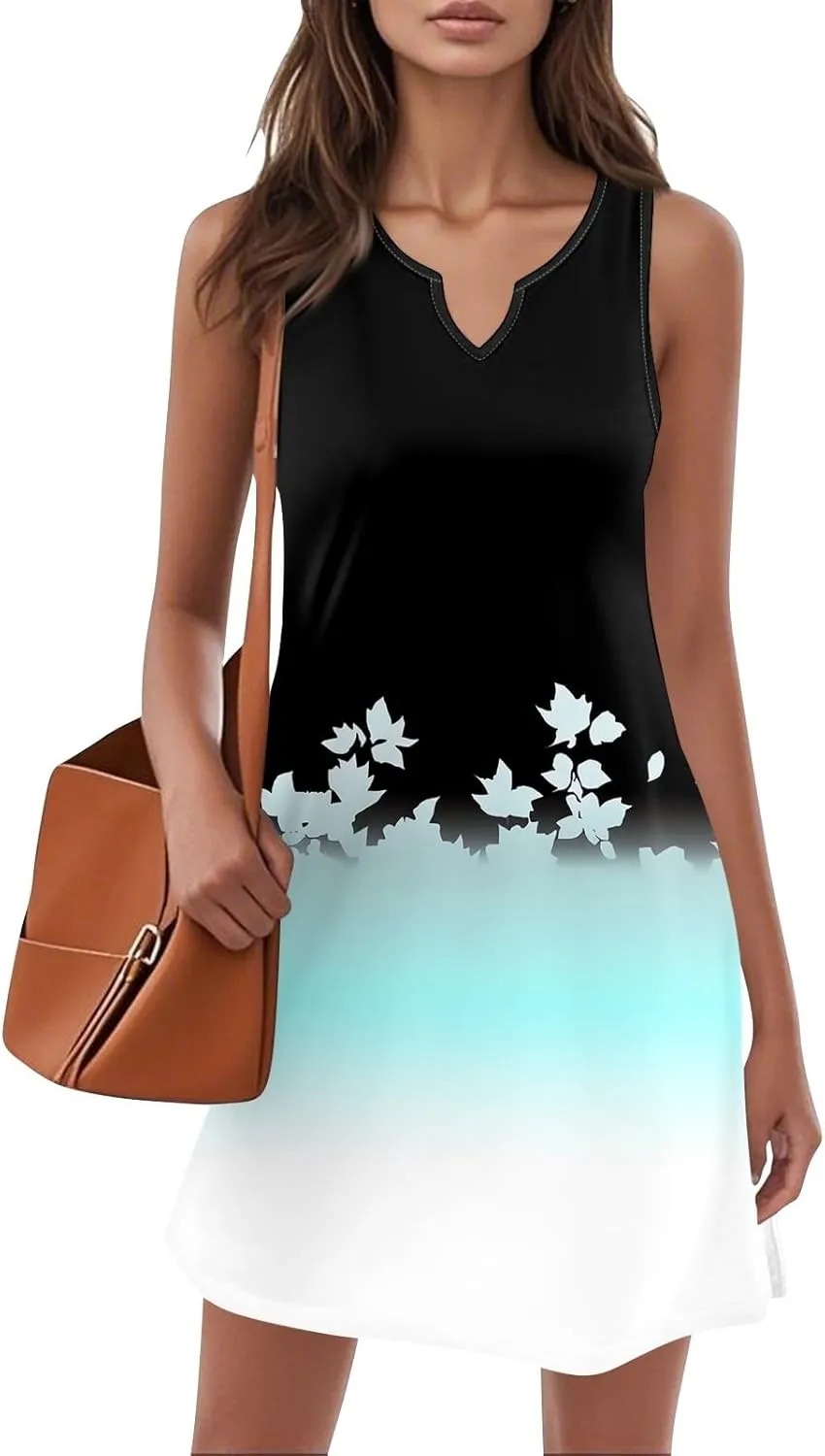 Summer Beach Vacation Clothes Spring Dresses for Women 2025 Sleeveless V Neck Loose Casual Sundresses