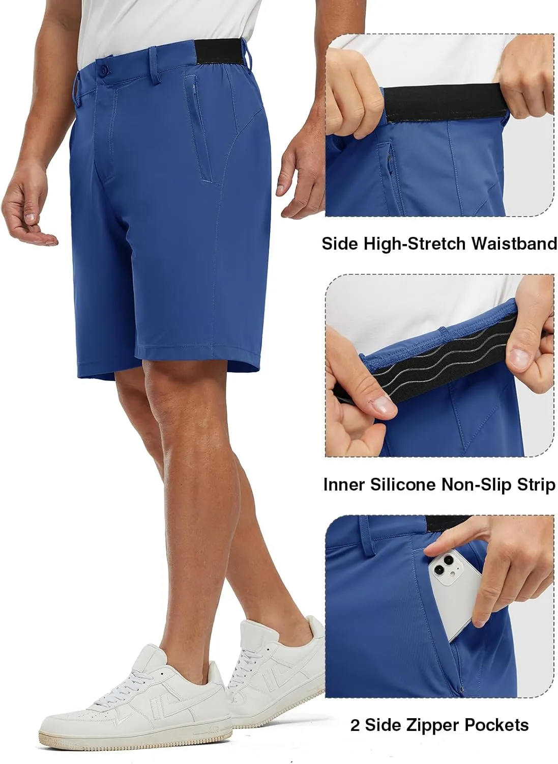 TBMPOY Men's 9" Golf Shorts Quick Dry Casual Shorts Dress Shorts Flat Front Stretch Lightweight for Work Business Travel