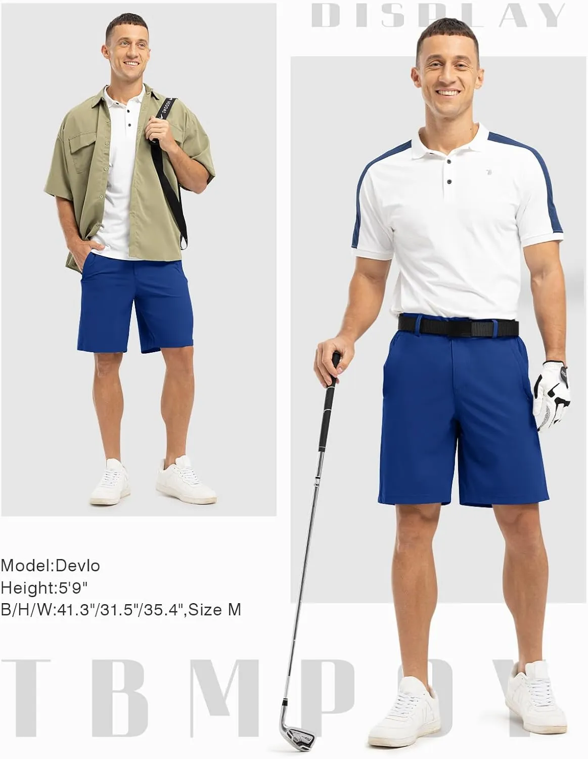 TBMPOY Men's 9" Golf Shorts Quick Dry Casual Shorts Dress Shorts Flat Front Stretch Lightweight for Work Business Travel