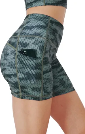 Tough Mode Women High Rise 5" Super Soft Athletic Shorts Pockets Bike Fitness Workout Running Yoga Tummy Control