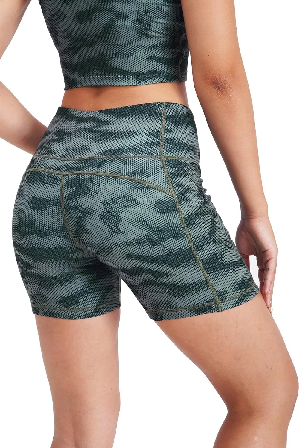 Tough Mode Women High Rise 5" Super Soft Athletic Shorts Pockets Bike Fitness Workout Running Yoga Tummy Control