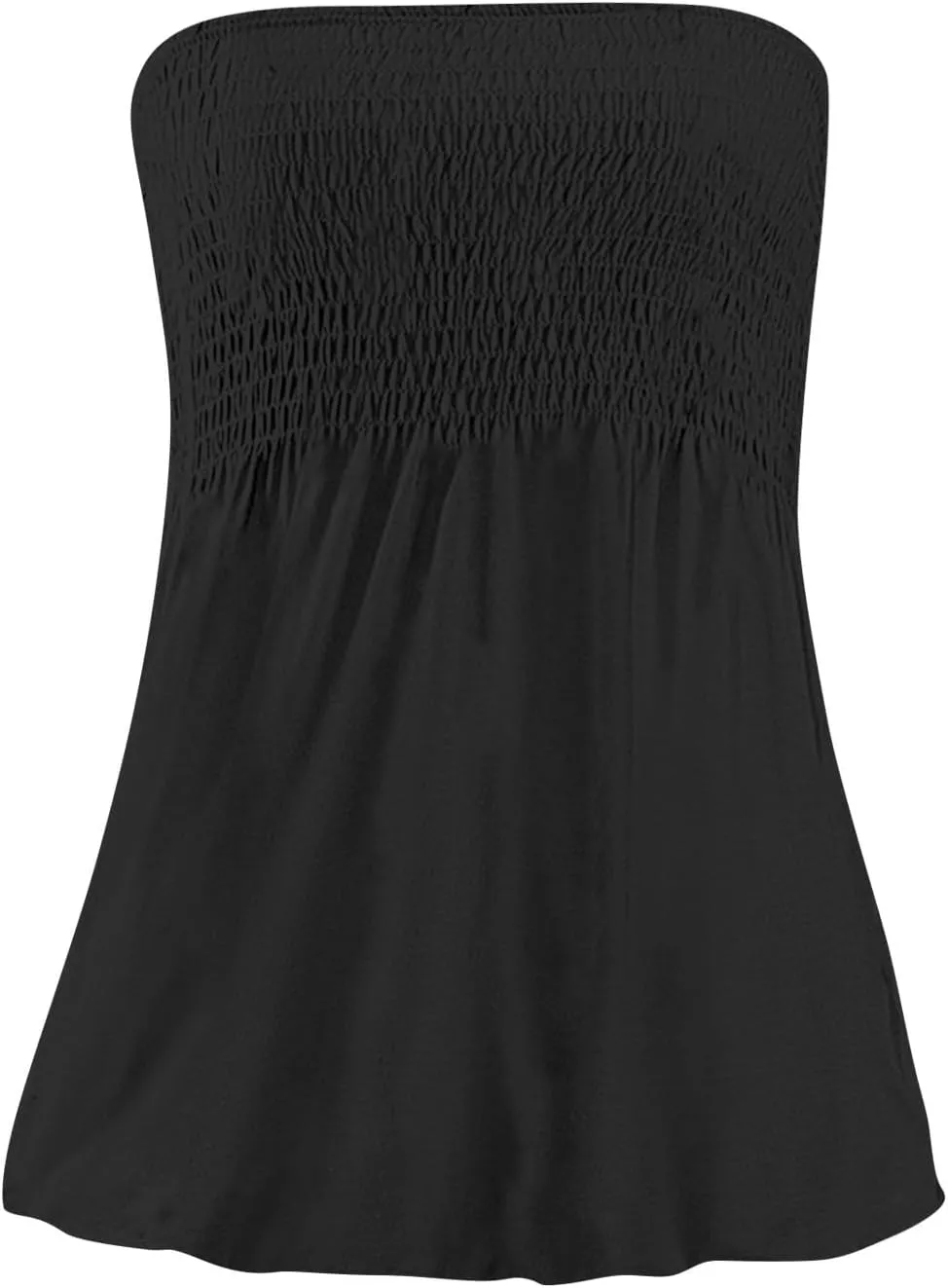 Tube Tops for Women Floral Print Strapless Tube Tops Smocked Ruffled Sleeveless Bandeau Lightweight Cute Tanks