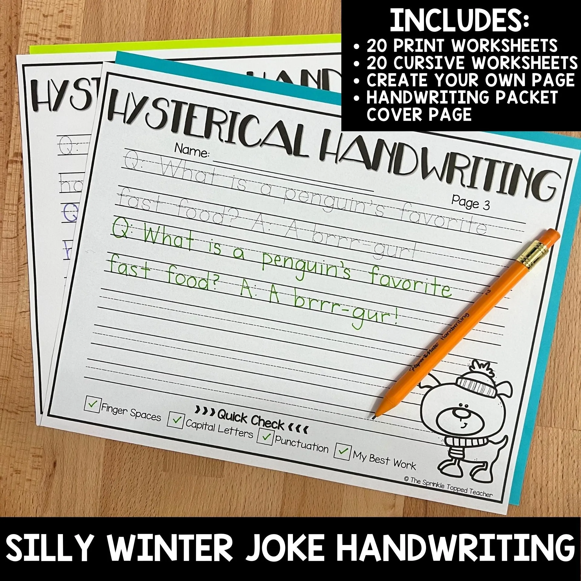 Winter Handwriting Worksheets | Print and Cursive