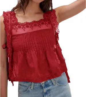Women Lace Trim Side Tie Tank Top Y2k Sleeveless Flowy Ruffle Cute Summer Clothes Teen Girls