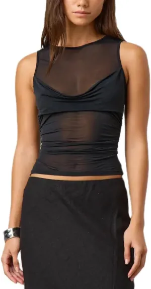 Women Sheer Mesh Tank Top Sleeveless See Through Camisole Layering Undershirt Sexy Summer Y2k Going Out Cami Tops