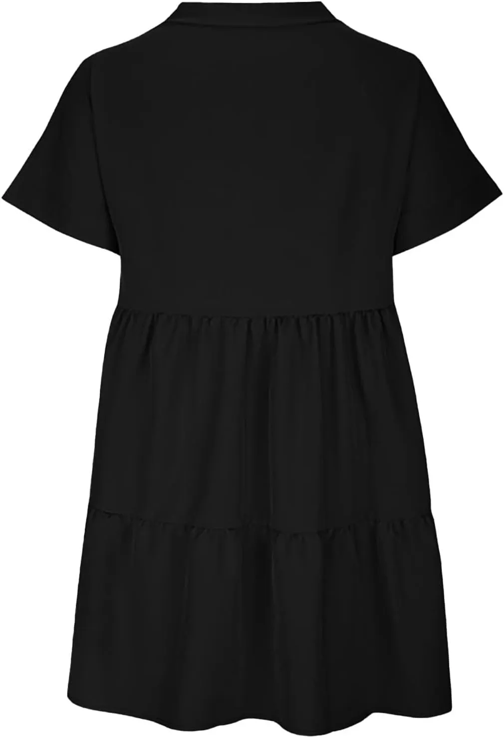 Women V Neck Flowy Babydoll Dresses 2025 Summer Short Sleeve Swing Shift Loose Casual Mini Tunic Dress