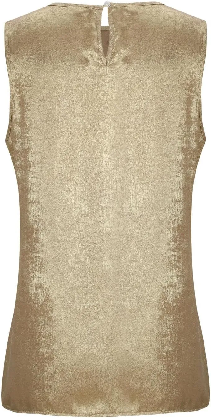Women's Camisole Mock Neck Sleeveless Basic Cami Tops Back Keyhole Sexy Tank Shirts Loose Fit Shiny Blouses