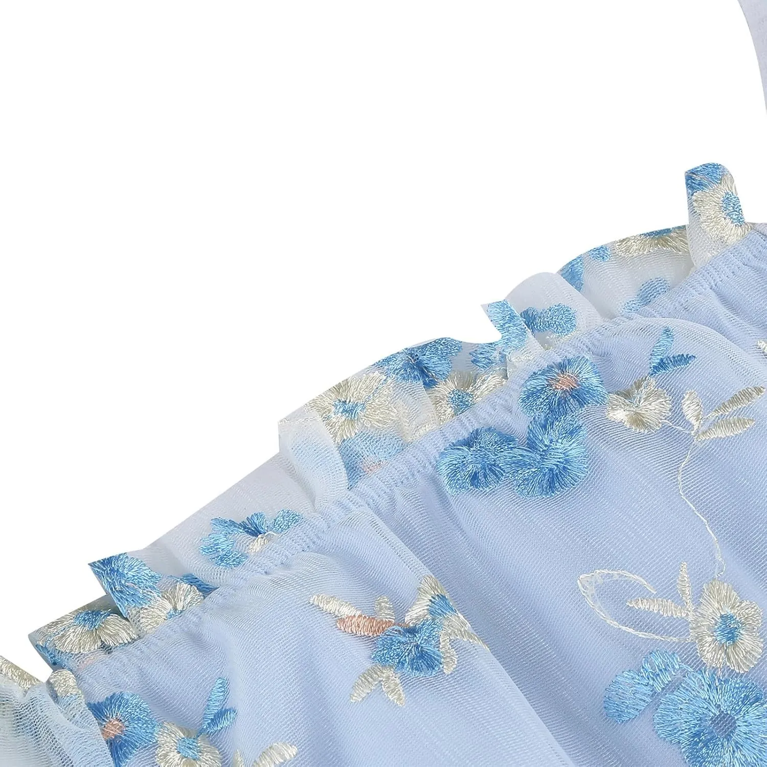 Womens Elegant Tiered Tulle Embroidered Dresses Homecoming Tea Party A-Line Vintage Square Neck Floral Dress