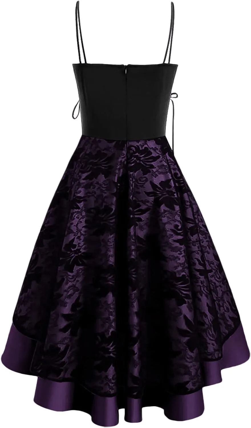 Women’s Vintage Steampunk Dress Spaghetti Strap Bandage Dresses Floral Lace High Low Dress Lolita Halloween Costumes